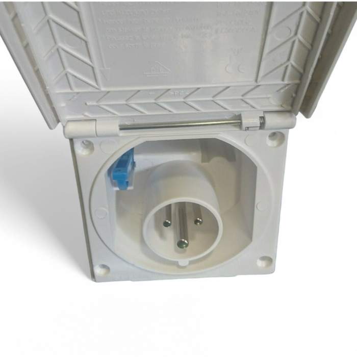 Square Flush 240v Mains Hook Up Inlet White Campervan Motorhome Caravan PO141 - Image 2