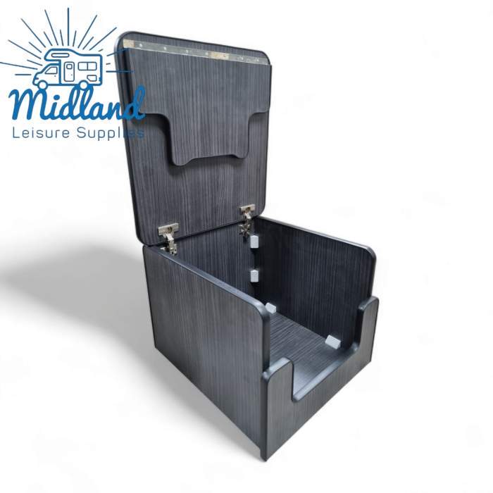Black Hacienda Camper Toilet Storage Box For Thetford 135 & 335 Porta potti Buddy seat Boom Box - Image 4