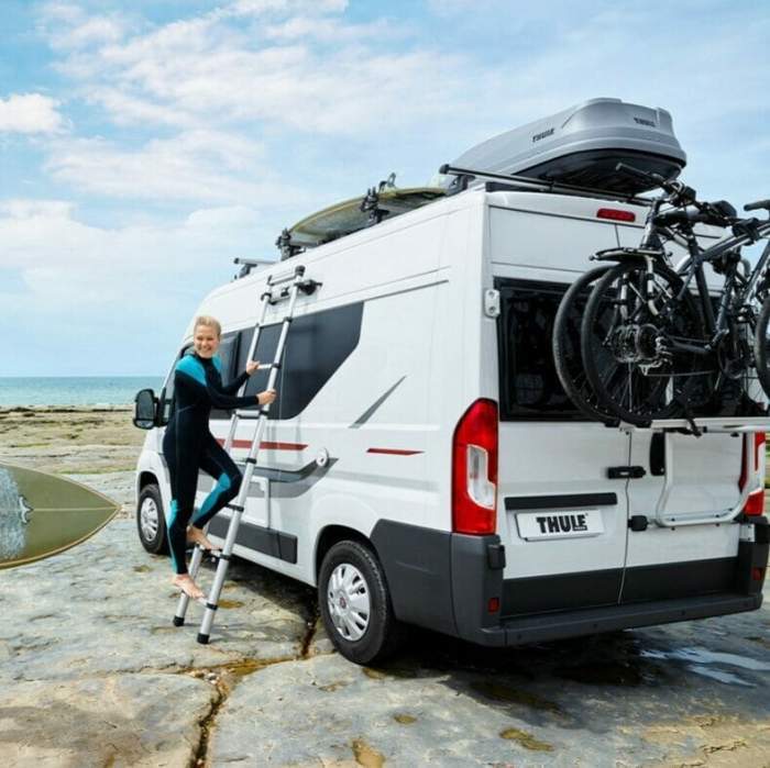 Thule Van Ladder 9 Steps Telescopic and Fixation Kit Camper Motorhome Campervan offgrid 301404 - Image 2