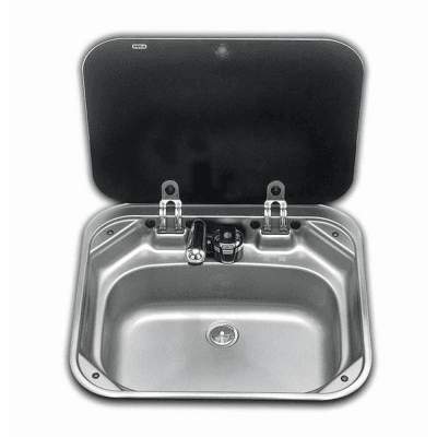 Dometic Smev sink with black glass lid, unit only no tap