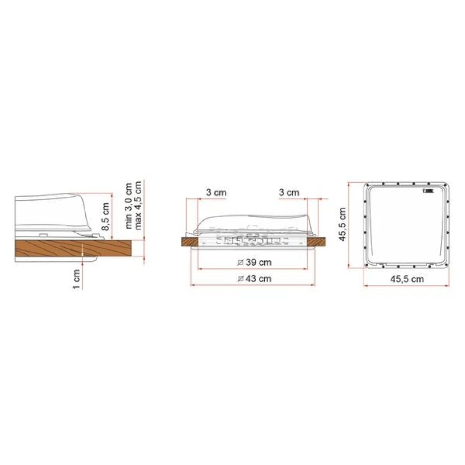 Fiamma Rooflight Turbo-Vent Crystal 03624F02D Skylight roof light - Image 3