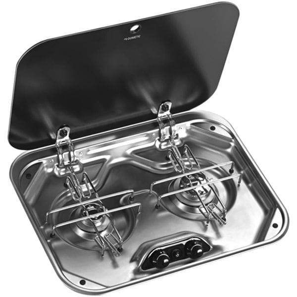 Dometic Smev PI8022 2 Burner Gas Hob With Glass Lid 480 x 370mm