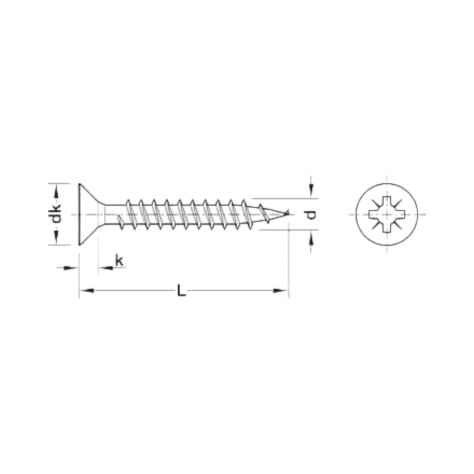 15 mm x 100, thread Ø 3.5 mm Hospa Screw, Chipboard, Countersunk Head, with PZ Cross Slot, Fully Threaded, Steel SCREWS 015.35.637 - Image 2