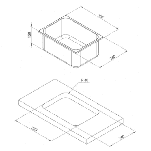 CAN LA1401 RECTANGULAR SINK 355X260X150MM - Image 2