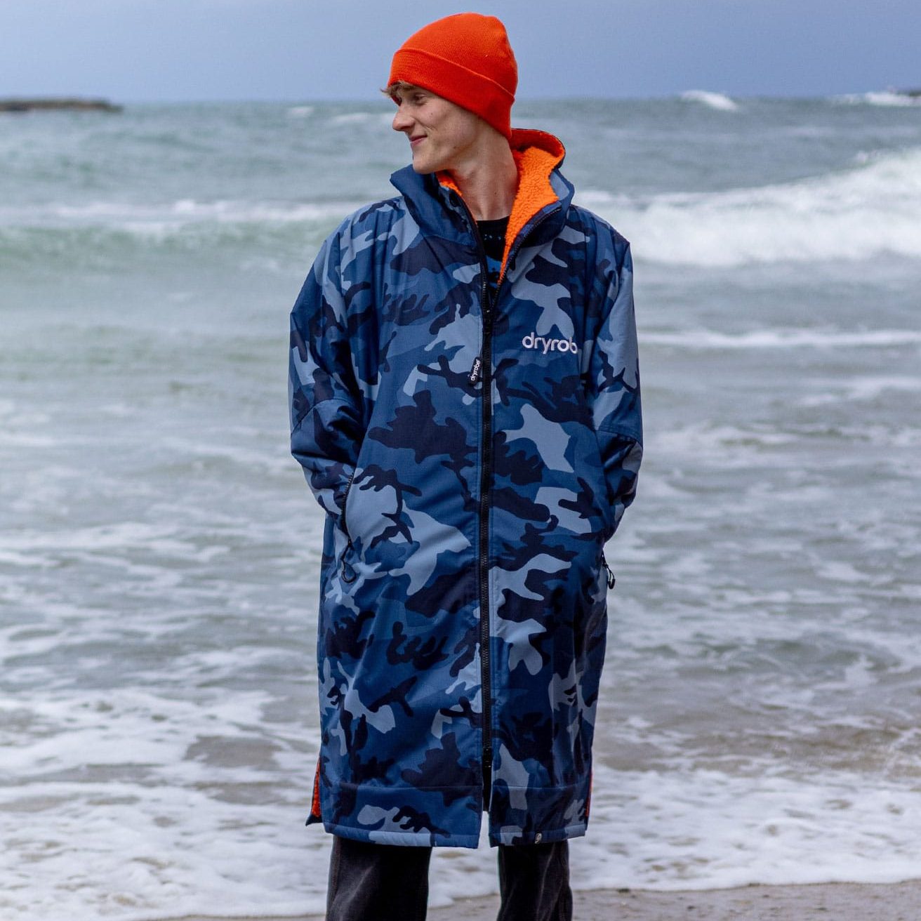 dryrobe® Advance | Long Sleeve - Blue Camo Orange