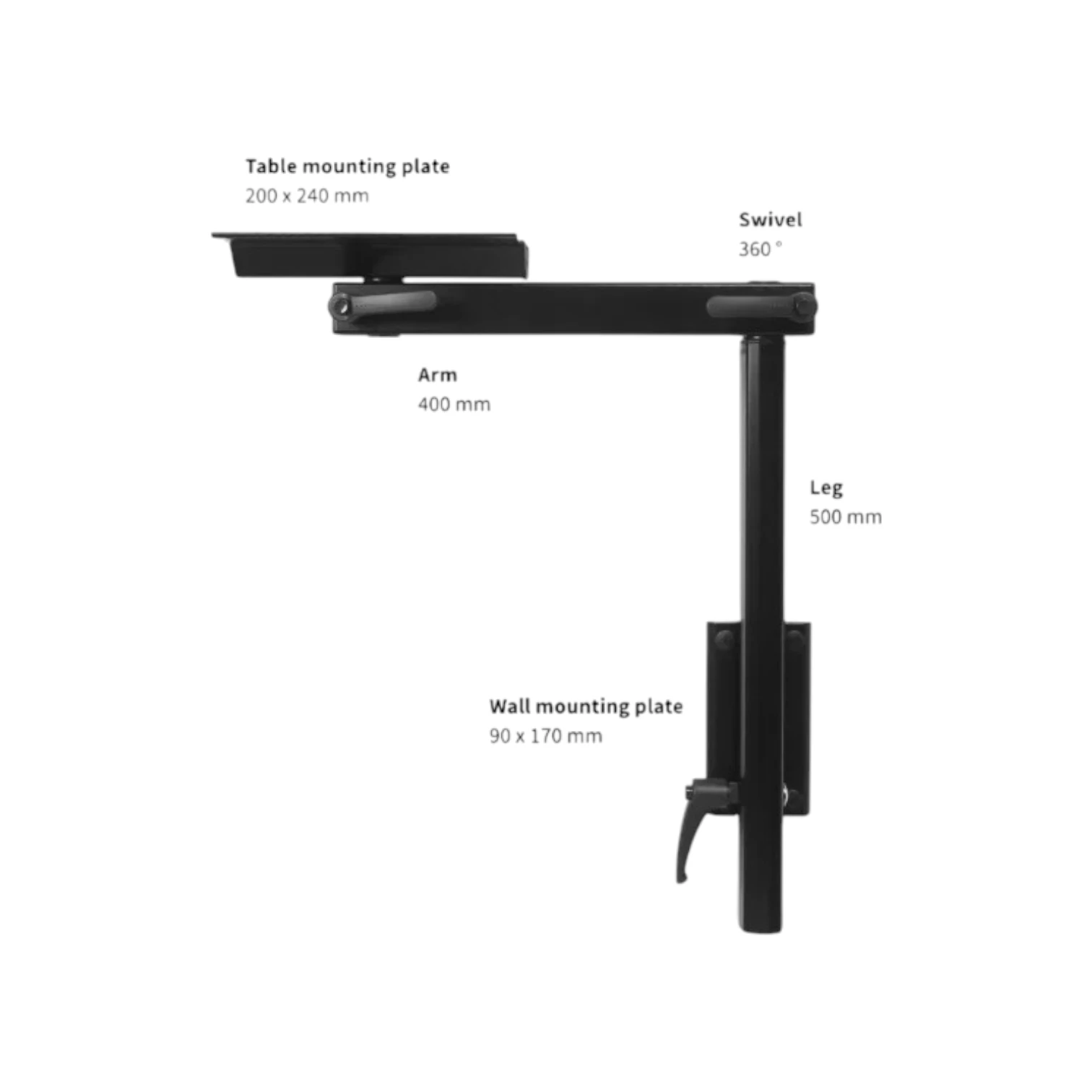 Carbon Black Lagun table leg system swivelling aluminium adjustable 30662 ref 32130 - Image 2