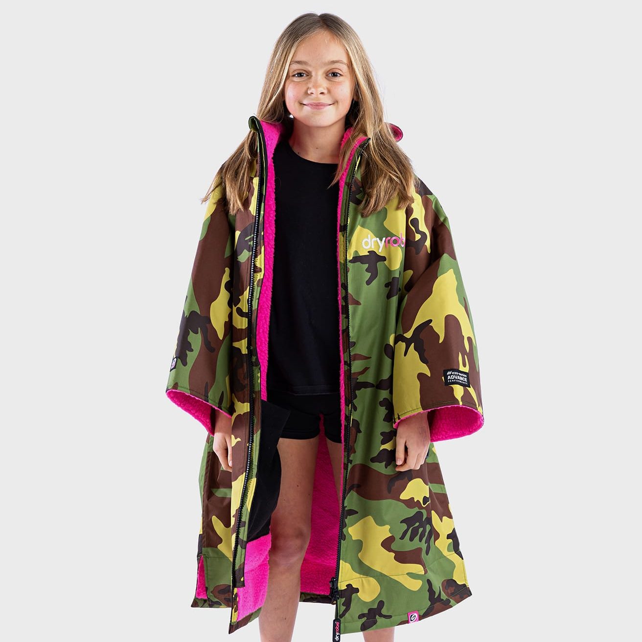 dryrobe® Advance Kids | Short Sleeve - CAMO PINK SIZE 5-9 - Image 4