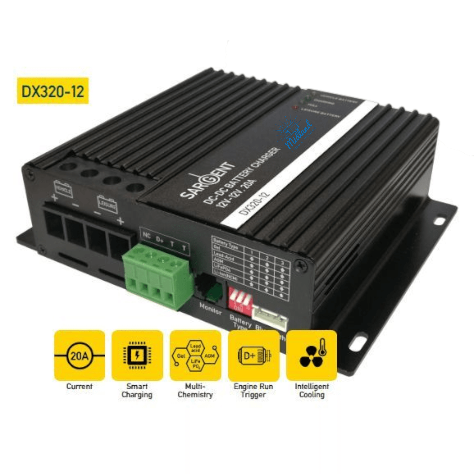 SARGENT DX320-12 DC-DC 20AMP 12V 3 STAGE CHARGER - Image 2