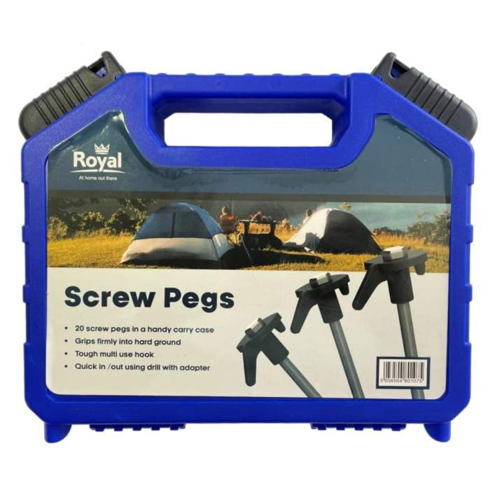 Royal Leisure Screw thread top Pegs with adaptor in Case 20 pack L246