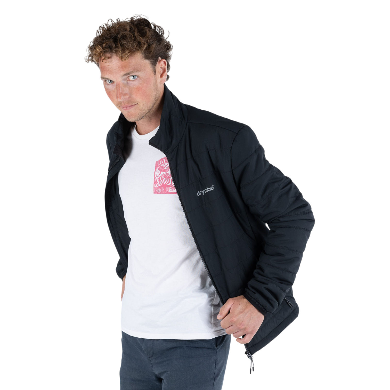 dryrobe® Mid Layer Black Men's Light Weight Jacket - Image 4