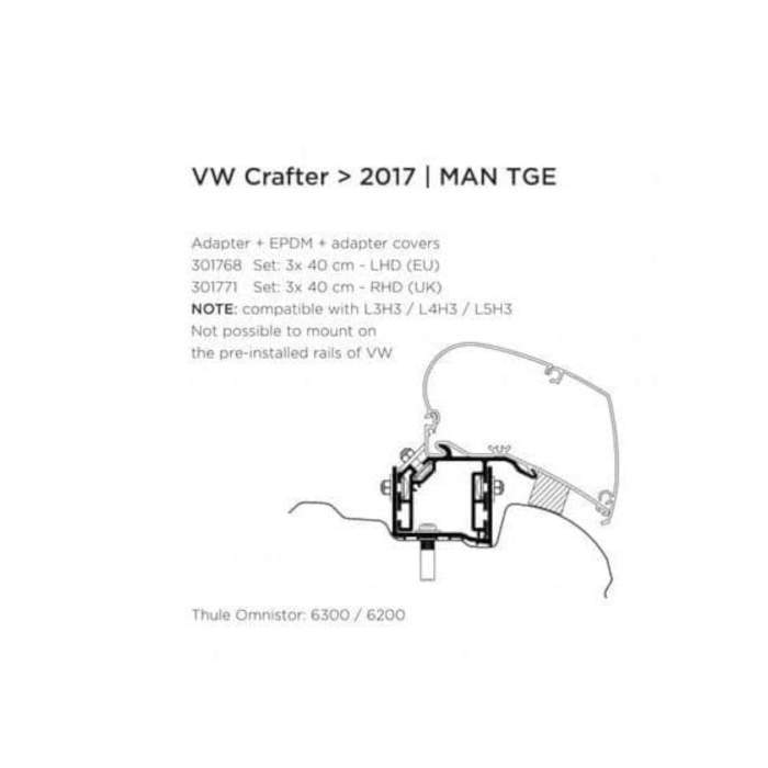 Thule Volkswagen CRAFTER ADAPTOR SET 2017> Onwards 301771 Man TGE 2017>