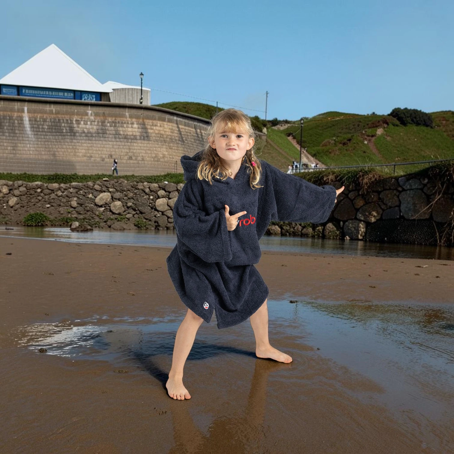 dryrobe® NAVY BLUE Organic Towel Poncho Kids 10-13
