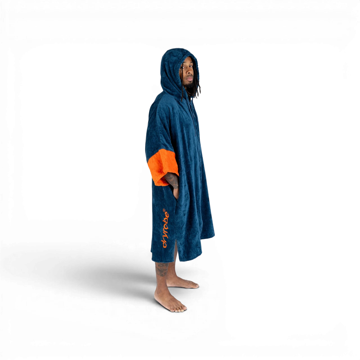 dryrobe® Deep Sea Blue Full-Zip Organic Towel Robe - Image 3