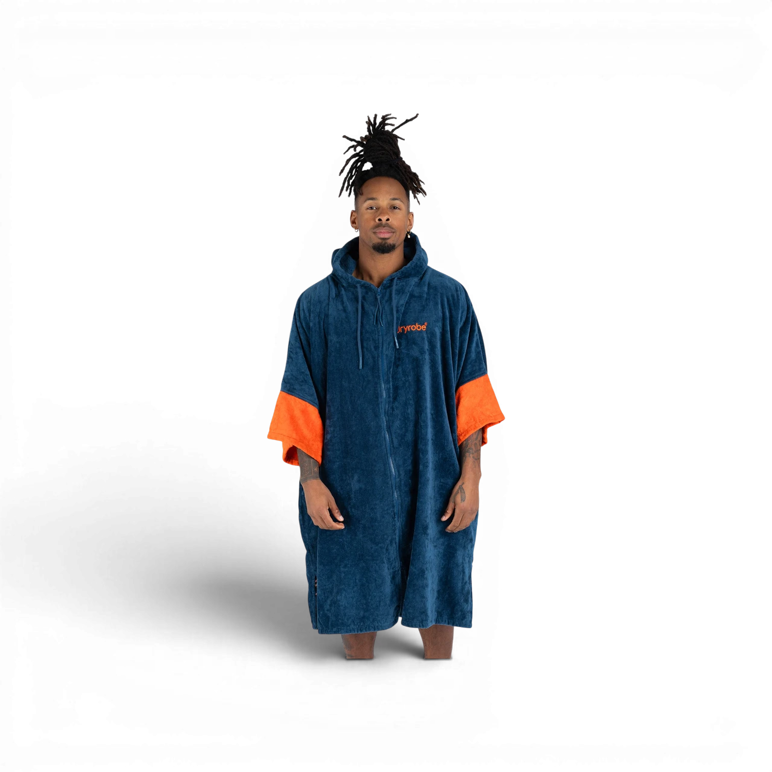 dryrobe® Deep Sea Blue Full-Zip Organic Towel Robe - Image 2