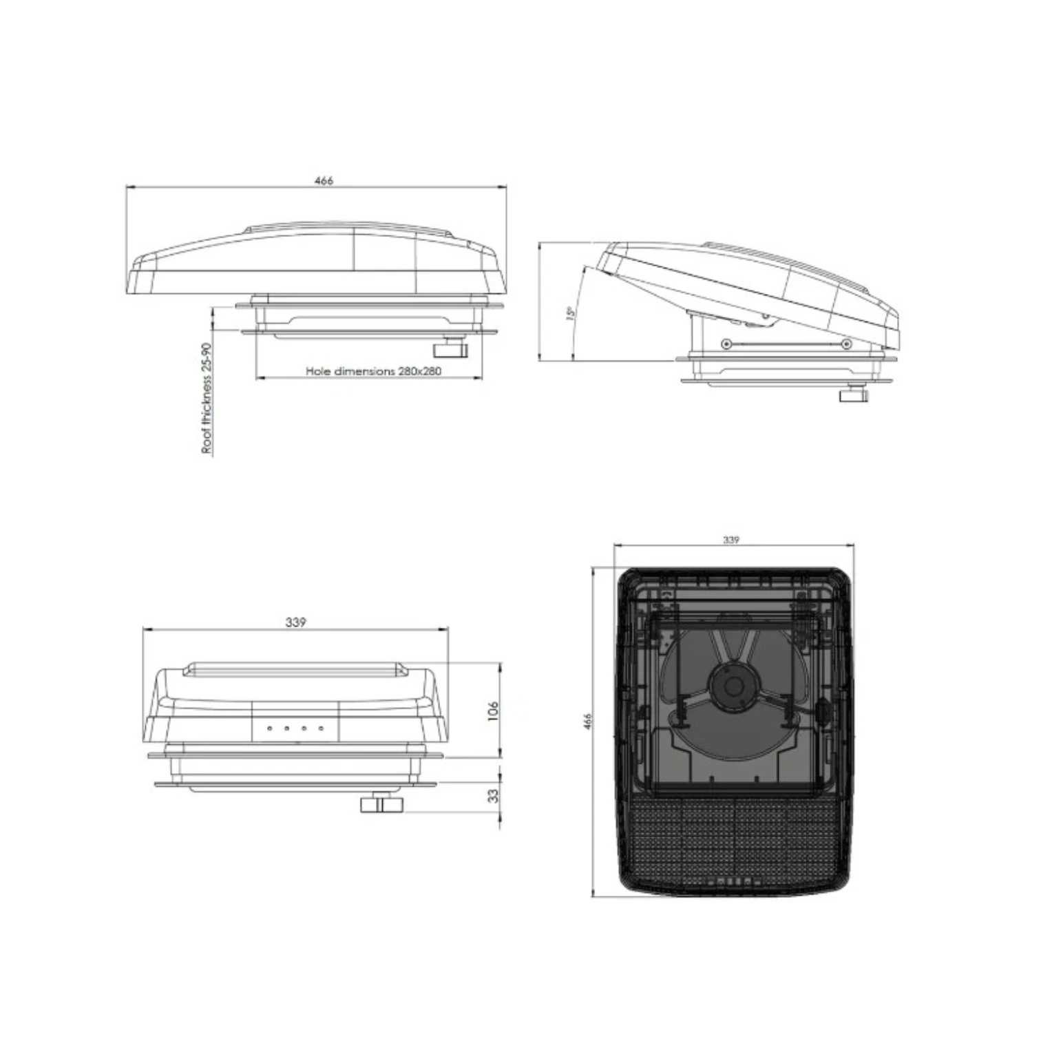 Maxxair MaxxFan Deluxe Compact Tint 280 x 280mm Small Version - Image 6